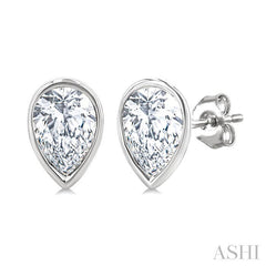 ASHI Pear Shape Bezel Set Petite Diamond Fashion Earrings 649S7PPTGERWG-PR