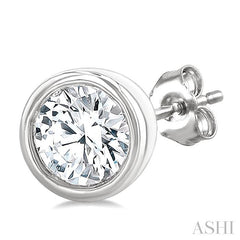ASHI Round Shape Bezel Set Petite Diamond Fashion Earrings 649S7PPTGERWG-RD