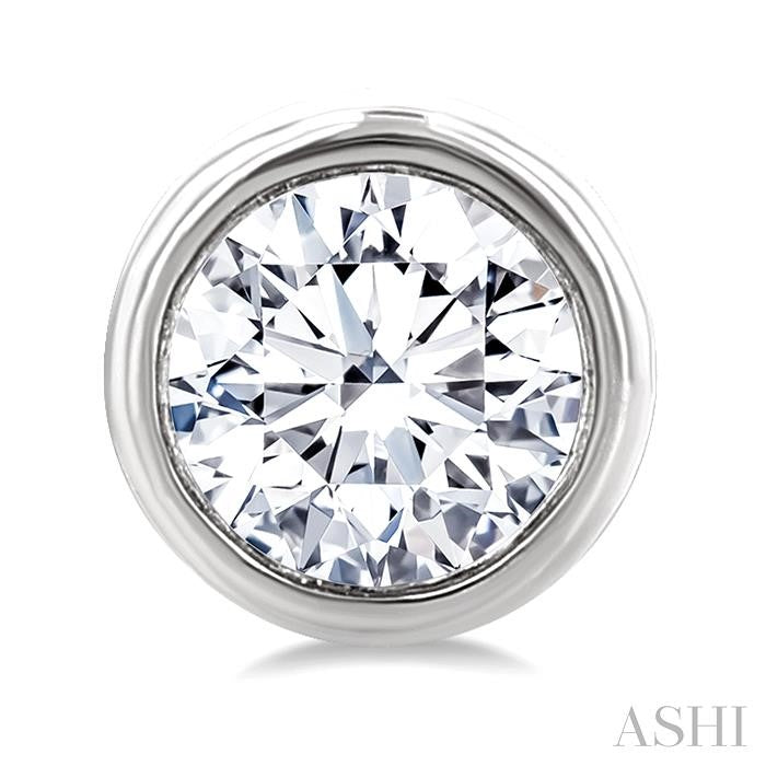 ASHI Round Shape Bezel Set Petite Diamond Fashion Earrings 649S7PPTGERWG-RD