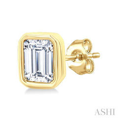 ASHI Emerald Shape Bezel Set Petite Diamond Fashion Earrings 649S7PPTGERYG-OC