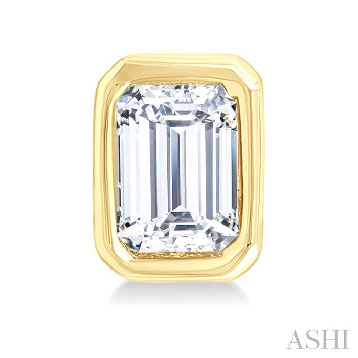 ASHI Emerald Shape Bezel Set Petite Diamond Fashion Earrings 649S7PPTGERYG-OC