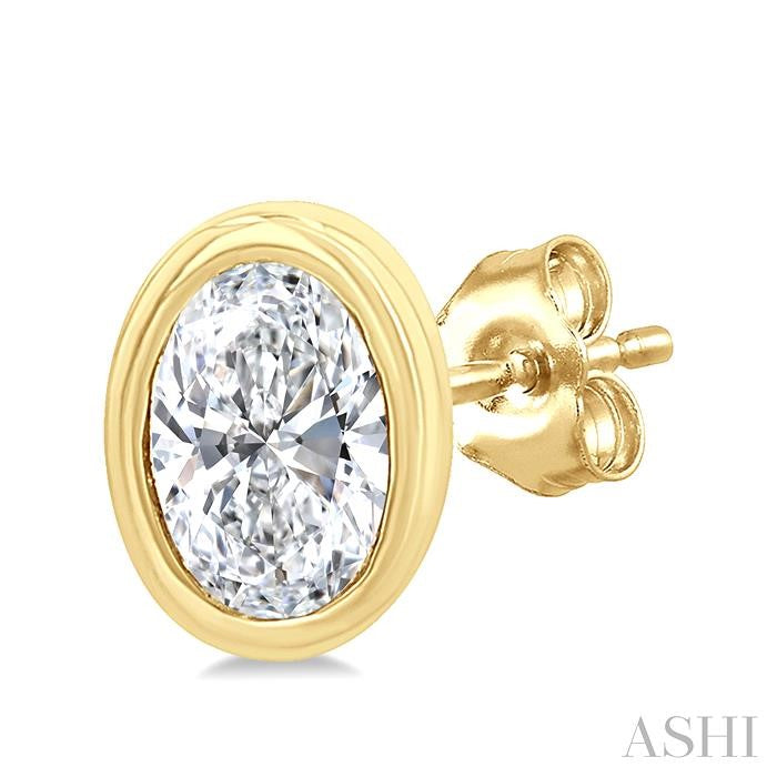 ASHI Oval Shape Bezel Set Petite Diamond Fashion Earrings 649S7PPTGERYG-OV