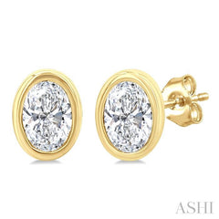 ASHI Oval Shape Bezel Set Petite Diamond Fashion Earrings 649S7PPTGERYG-OV