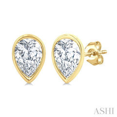 ASHI Pear Shape Bezel Set Petite Diamond Fashion Earrings 649S7PPTGERYG-PR
