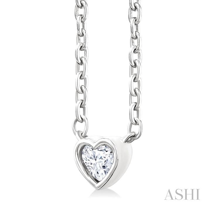 ASHI Heart Shape Bezel Set Petite Diamond Fashion Pendant 649S8PPTGPDWG-HT