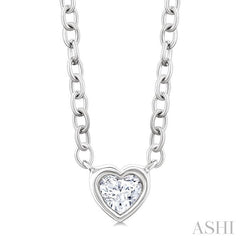 ASHI Heart Shape Bezel Set Petite Diamond Fashion Pendant 649S8PPTGPDWG-HT