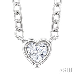 ASHI Heart Shape Bezel Set Petite Diamond Fashion Pendant 649S8PPTGPDWG-HT