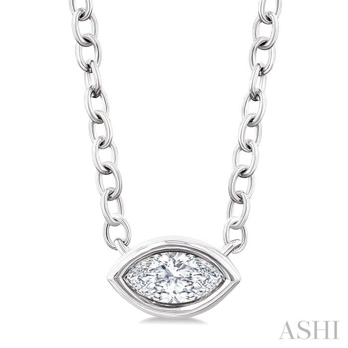 ASHI Marquise Shape East-West Bezel Set Petite Diamond Fashion Pendant 649S8PPTGPDWG-MQ