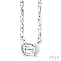 ASHI Emerald Shape East-West Bezel Set Petite Diamond Fashion Pendant 649S8PPTGPDWG-OC