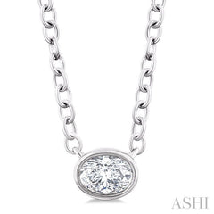 ASHI Oval Shape East-West Bezel Set Petite Diamond Fashion Pendant 649S8PPTGPDWG-OV