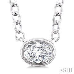 ASHI Oval Shape East-West Bezel Set Petite Diamond Fashion Pendant 649S8PPTGPDWG-OV