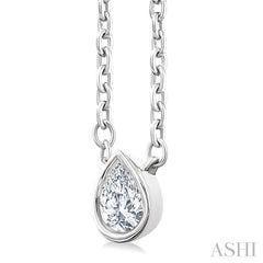 ASHI Pear Shape Bezel Set Petite Diamond Fashion Pendant 649S8PPTGPDWG-PR
