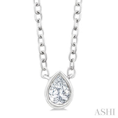 ASHI Pear Shape Bezel Set Petite Diamond Fashion Pendant 649S8PPTGPDWG-PR