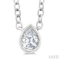 ASHI Pear Shape Bezel Set Petite Diamond Fashion Pendant 649S8PPTGPDWG-PR