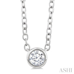 ASHI Round Shape Bezel Set Petite Diamond Fashion Pendant 649S8PPTGPDWG-RD