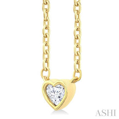 ASHI Heart Shape Bezel Set Petite Diamond Fashion Pendant 649S8PPTGPDYG-HT