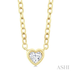 ASHI Heart Shape Bezel Set Petite Diamond Fashion Pendant 649S8PPTGPDYG-HT