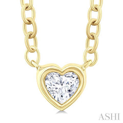 ASHI Heart Shape Bezel Set Petite Diamond Fashion Pendant 649S8PPTGPDYG-HT