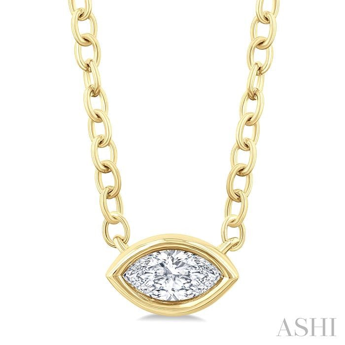 ASHI Marquise Shape East-West Bezel Set Petite Diamond Fashion Pendant 649S8PPTGPDYG-MQ