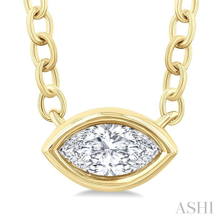 ASHI Marquise Shape East-West Bezel Set Petite Diamond Fashion Pendant 649S8PPTGPDYG-MQ
