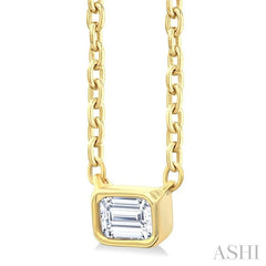 ASHI Emerald Shape East-West Bezel Set Petite Diamond Fashion Pendant 649S8PPTGPDYG-OC