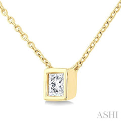 ASHI Princess Shape Bezel Set Petite Diamond Fashion Pendant 649S8PPTGPDYG-PRN
