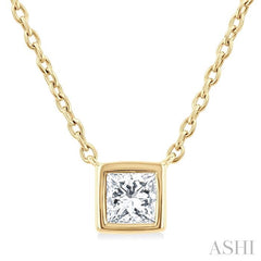 ASHI Princess Shape Bezel Set Petite Diamond Fashion Pendant 649S8PPTGPDYG-PRN
