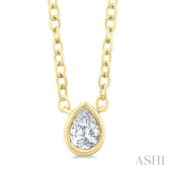 ASHI Pear Shape Bezel Set Petite Diamond Fashion Pendant 649S8PPTGPDYG-PR