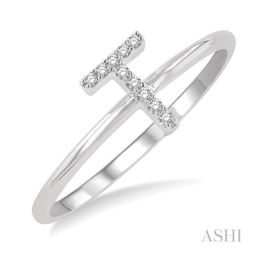 ASHI Block 'T' Initial Diamond Ring 365D9PPTSWG-T
