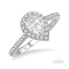 ASHI Pear Shape Semi-Mount Halo Diamond Engagement Ring 243G6PPFHWG-SM