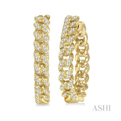 ASHI Curb & Cuban Diamond Fashion Hoop Earrings 626B5PPFHERYG