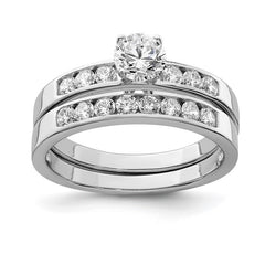 Quality Gold Sterling Silver Rhodium-plated CZ Ring Set QR987