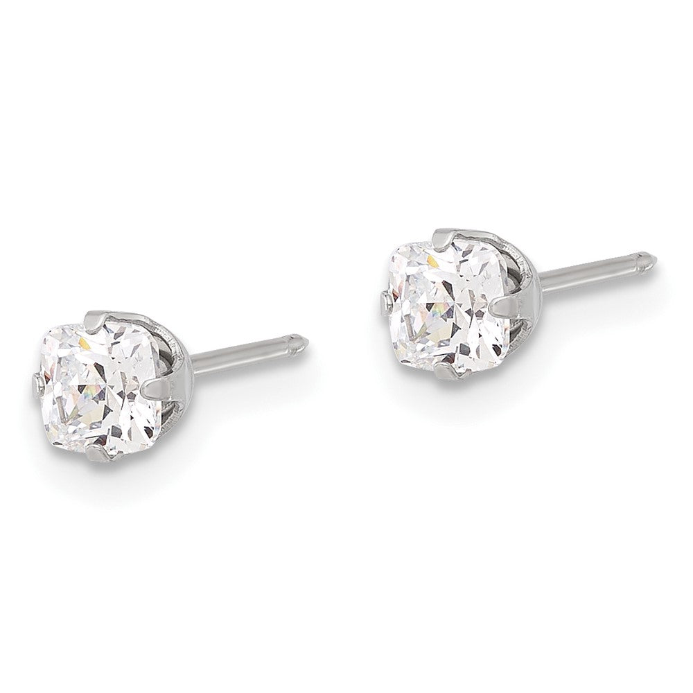 653E Inverness Stainless Steel 4mm Square CZ Post Earrings