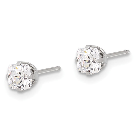 653E Inverness Stainless Steel 4mm Square CZ Post Earrings