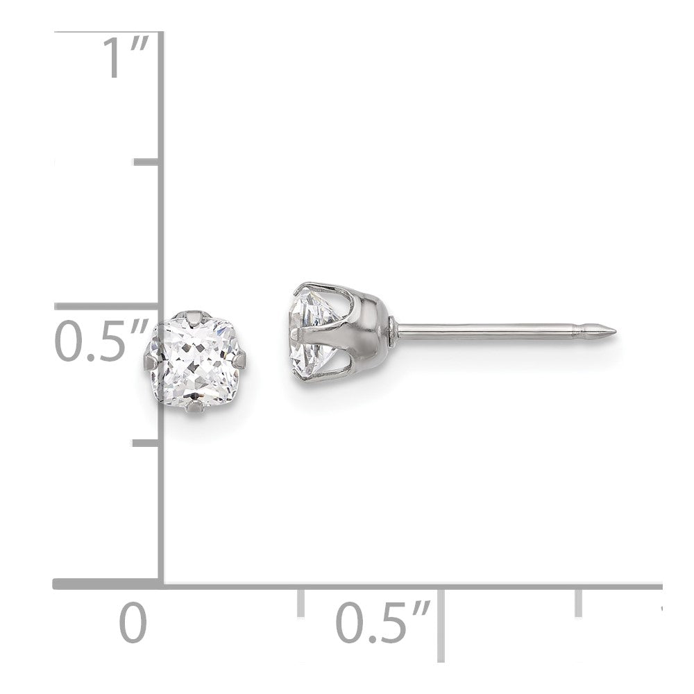 653E Inverness Stainless Steel 4mm Square CZ Post Earrings