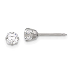 653E Inverness Stainless Steel 4mm Square CZ Post Earrings