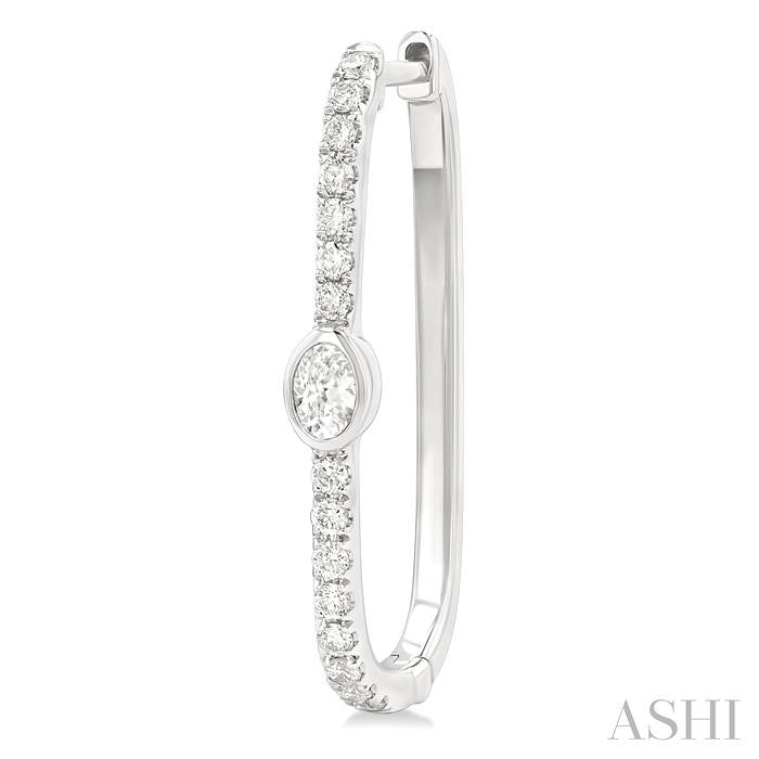 ASHI Oval Shape Diamond Fashion Hoop Earrings 660U4PPFGERWG-OV