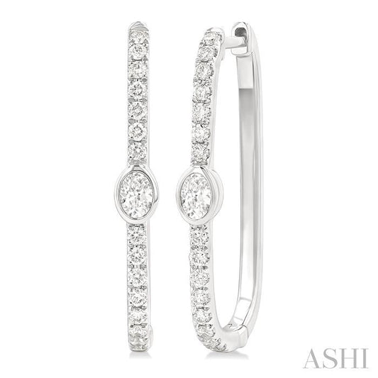 ASHI Oval Shape Diamond Fashion Hoop Earrings 660U4PPFGERWG-OV