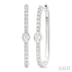 ASHI Oval Shape Diamond Fashion Hoop Earrings 660U4PPFGERWG-OV