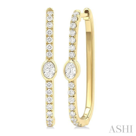 ASHI Oval Shape Diamond Fashion Hoop Earrings 660U4PPFGERYG-OV