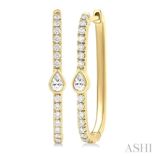 ASHI Pear Shape Diamond Fashion Hoop Earrings 660U4PPFGERYG-PR