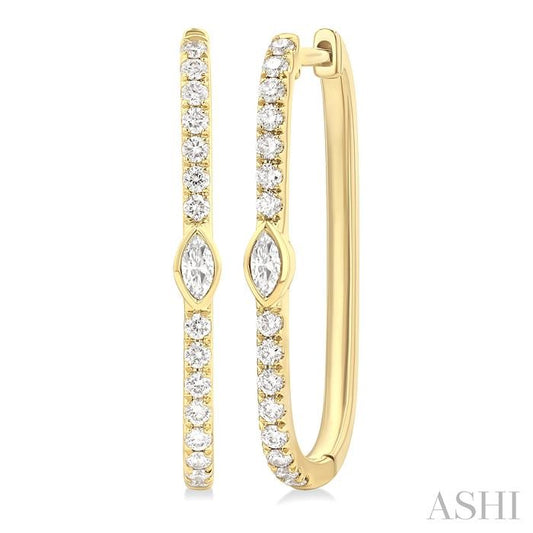 ASHI Marquise Shape Diamond Fashion Hoop Earrings 660U5PPFGERYG-MQ