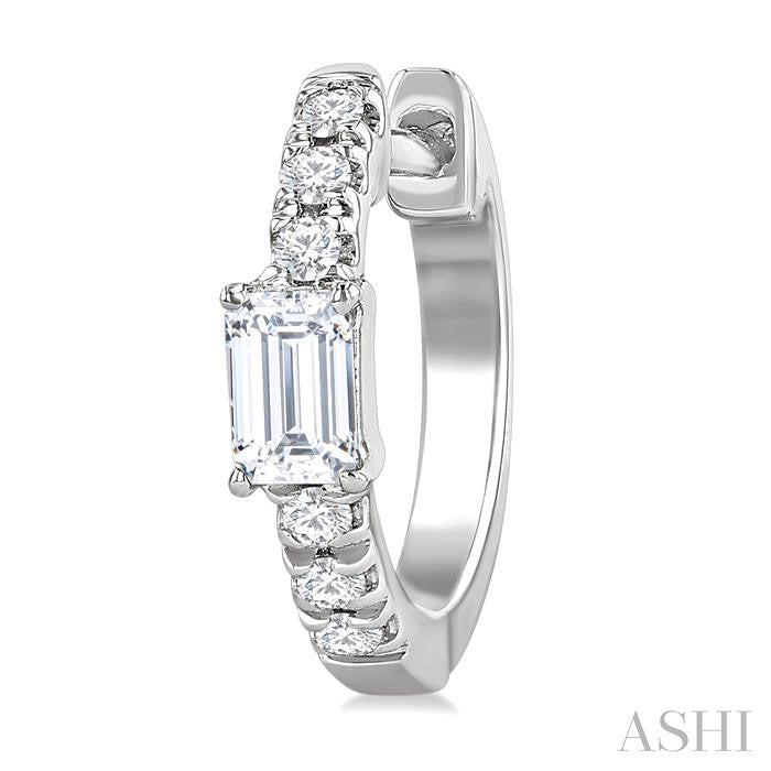 ASHI Emerald Shape Petite Diamond Fashion Huggie Earrings 660X4PPFGERWG-OC