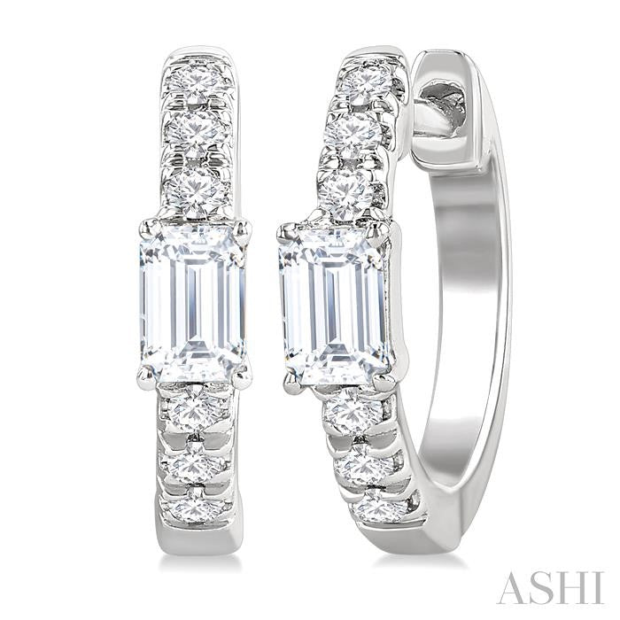 ASHI Emerald Shape Petite Diamond Fashion Huggie Earrings 660X4PPFGERWG-OC