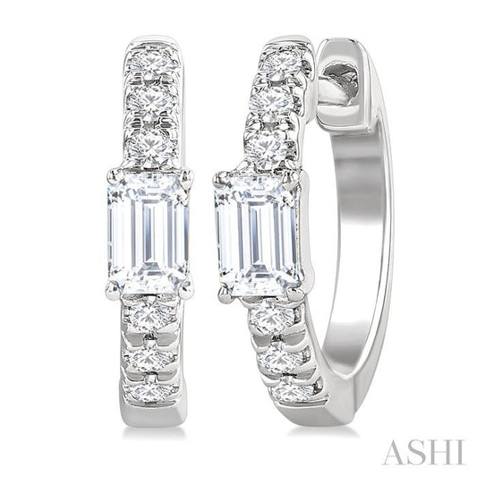 ASHI Emerald Shape Petite Diamond Fashion Huggie Earrings 660X4PPFGERWG-OC