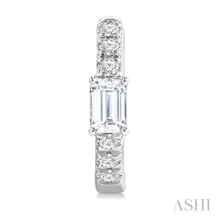 ASHI Emerald Shape Petite Diamond Fashion Huggie Earrings 660X4PPFGERWG-OC