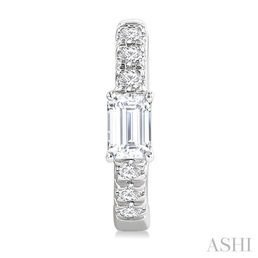 ASHI Emerald Shape Petite Diamond Fashion Huggie Earrings 660X4PPFGERWG-OC