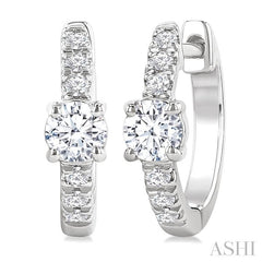 ASHI Round Shape Petite Diamond Fashion Huggie Earrings 660X4PPFGERWG-RD