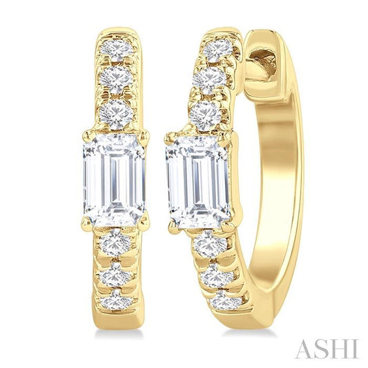 ASHI Emerald Shape Petite Diamond Fashion Huggie Earrings 660X4PPFGERYG-OC