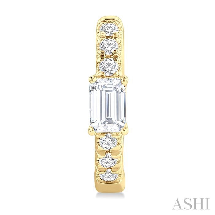 ASHI Emerald Shape Petite Diamond Fashion Huggie Earrings 660X4PPFGERYG-OC